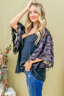 Plus Black Woven Embellished Sleeve Blouse