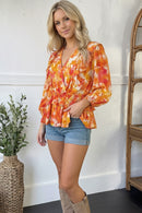 Plus Coral Floral Woven Blouse