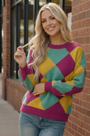 Color Crush Mardi Gras Argyle Knit (Open Pack)