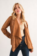 Camel Rust Animal Print Heavy Suede Cardigan