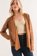 Camel Rust Animal Print Heavy Suede Cardigan