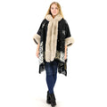 Faux Fur Snow Pattern Hoodie Shawl P3804 (1PC)
