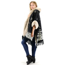 Faux Fur Snow Pattern Hoodie Shawl P3804 (1PC)