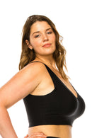 BE281X 6 Piece Smooth Microfiber, Removable Pads, and Bonded Neckline Laser Cut Comfort V-neck Bralette Plus Size