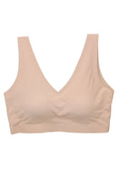 BE281X 6 Piece Smooth Microfiber, Removable Pads, and Bonded Neckline Laser Cut Comfort V-neck Bralette Plus Size