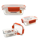 Bonita Home Rectangle Glass Container with Snap Orange Lid - 12.5oz