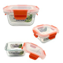 Bonita Home Square Glass Container with Snap Orange Lid - 10.8oz