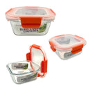 Bonita Home Square Glass Container with Snap Orange Lid - 17.6oz