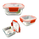 Bonita Home Square Glass Container with Snap Orange Lid - 27oz
