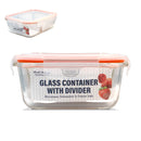 Bonita Home Glass Container with Divider & Snap Orange  Lid - 35oz