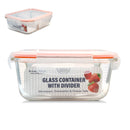 Bonita Home Glass Container with Divider & Snap Orange Lid - 51.4oz