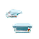 Bonita Home Blue Striped Rectangle Glass Container with Snap Lid - 12.50oz