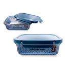 Bonita Home Blue Striped Rectangle Glass Container with Snap Lid - 35.50oz