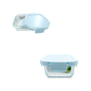 Bonita Home Blue Striped Square Glass Container with Snap Lid - 10.80oz