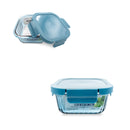 Bonita Home Blue Striped Square Glass Container with Snap Lid - 17.50oz