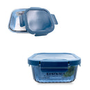 Bonita Home Blue Striped Square Glass Container with Snap Lid -  270oz