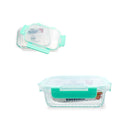 Bonita Home Rectangle Glass Container with Snap Turquoise Lid - 21.60oz