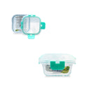 Bonita Home Striped Square Glass Container with SnapTurquoise Lid - 10.80oz