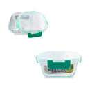 Bonita Home Striped Square Glass Container with Snap Turquoise Lid - 17.50oz