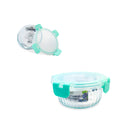 Bonita Home Round Striped Glass Container with Snap Turquoise Lid - 13.50oz