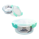 Bonita Home Round Striped Glass Container with Snap Turquoise Lid - 32.10oz