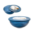Bonita Home Dark Blue Striped Glass Mix Bowl with Lid - 118.30oz