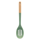 Bonita Home Green Silicone Slotted Spoon Beech Wood Handle