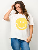 WOMEN'S SHORT SLEEVE GRAPHIC DISTRESSED TOP