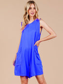 WOMEN'S SLEEVELESS FRONT POCKETS V-NECK ROMPER