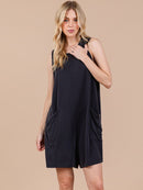 WOMEN'S SLEEVELESS FRONT POCKETS V-NECK ROMPER