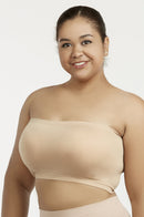 SOFRA LADIES SEAMLESS NO PAD PLUS TUBE BRA (BR0125STNX_BEIGE)