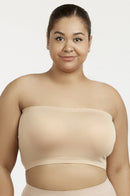 SOFRA LADIES SEAMLESS NO PAD PLUS TUBE BRA (BR0125STNX_BEIGE)