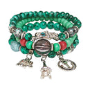 Natural Stone Hamsa Ball Bracelet BR2221-4 (12PC)
