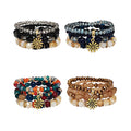 Flower Charm Glass Bead Bracelet BR2521-70 (12PC)