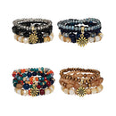Flower Charm Glass Bead Bracelet BR2521-70 (12PC)