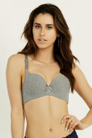 MAMIA LADIES  FULL CUP PLAIN 3 HOOK COTTON BRA (BR4307PA)