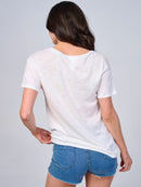 WOMEN'S SHORT SLEEVE GRAPHIC DISTRESS TOP