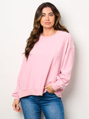 WOMEN'S LONG SLEEVE BACK GRAPHIC DETAILED PULLOVER TOP