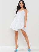 WOMEN'S SLEEVELESS RUFFLE TIERED TUNIC ROMPER