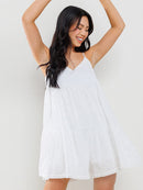WOMEN'S SLEEVELESS RUFFLE TIERED TUNIC ROMPER