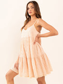 WOMEN'S SLEEVELESS RUFFLE TIERED TUNIC ROMPER