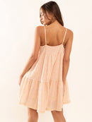 WOMEN'S SLEEVELESS RUFFLE TIERED TUNIC ROMPER