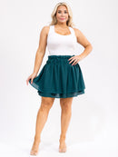 PLUS SIZE ELASTIC WAIST TIERED RUFFLE MINI SKIRT