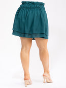 PLUS SIZE ELASTIC WAIST TIERED RUFFLE MINI SKIRT