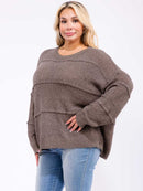 PLUS SIZE LONG SLEEVE KNIT PULLOVER SWEATER