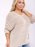 PLUS SIZE LONG SLEEVE KNIT PULLOVER SWEATER