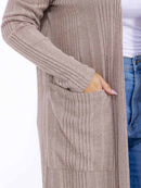 PLUS SIZE LONG SLEEVE OPEN FRONT POCKETS CARDIGAN