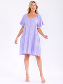 WOMEN'S SHORT RUFFLE SLEEVE FRONT POCKETS LOOSE FIT TIERED MINI DRESS