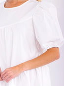 WOMEN'S SHORT PUFF SLEEVE LOOSE FIT TIERED MINI DRESS