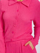 WOMEN'S LONG SLEEVE BLOUSE & ELASTIC WAIST PANTS WAFFLE 2PC. SET